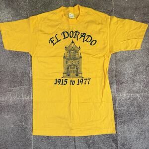 Men's Vintage 70's Belton El Dorado Old English Yellow Blue T Shirt Tee Sz M VTG